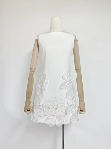 Dress 2025 Summer Banquet Stylish Elegant Round-Neck Three-Dimensional Flowers Sleeveless A-Shaped Dress Skirt